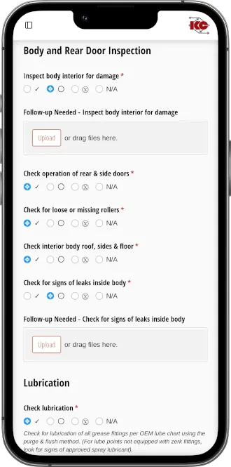 KACE inspection portal form builder interface